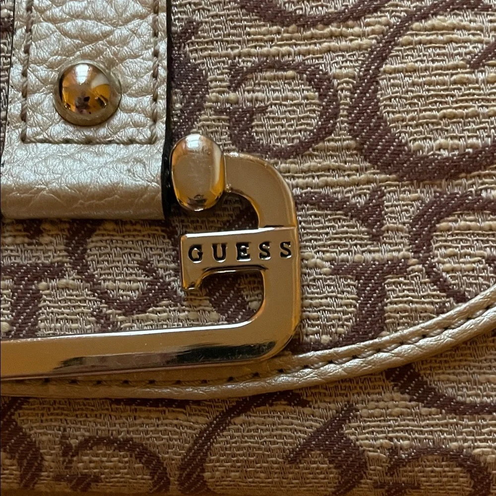 Guess Tan and Cream Monogram Wallet